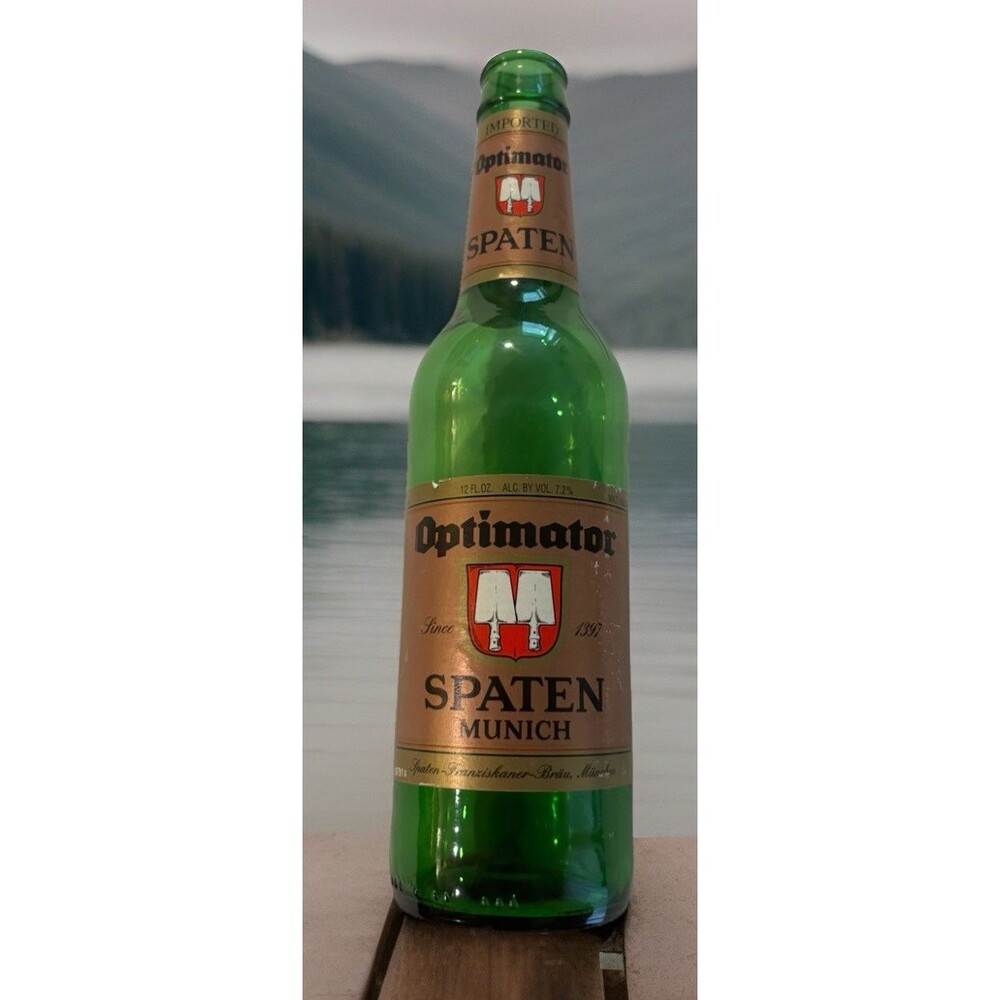 Optimator Spaten Munich 12 Oz Empty Beer Bottle German Bar Decor Green Glass